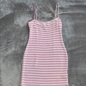 Pink and white ribbed dress